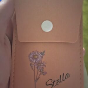 Stella Orange Makeup Utensil Case with Floral Design